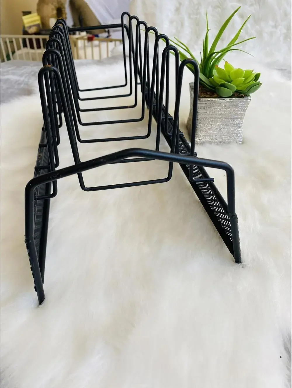 Black Metal Organizer Rack for Kitchen or Office